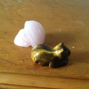 Tiny Totems Rose Quartz Skull Tiger Eye Kitty